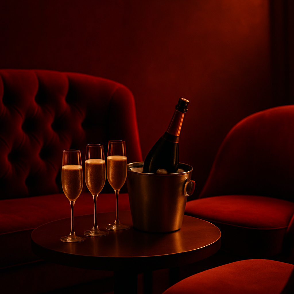 Sala VIP privada de Lips Gentlemen Club con iluminación exclusiva y asientos de lujo